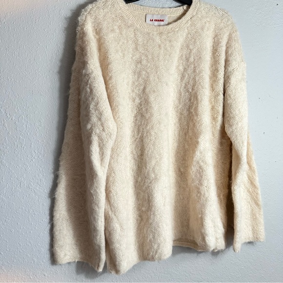 LA GRANNI Suri knitted oversized crewneck, Cream, Alpaca, Size Small - Picture 3 of 10